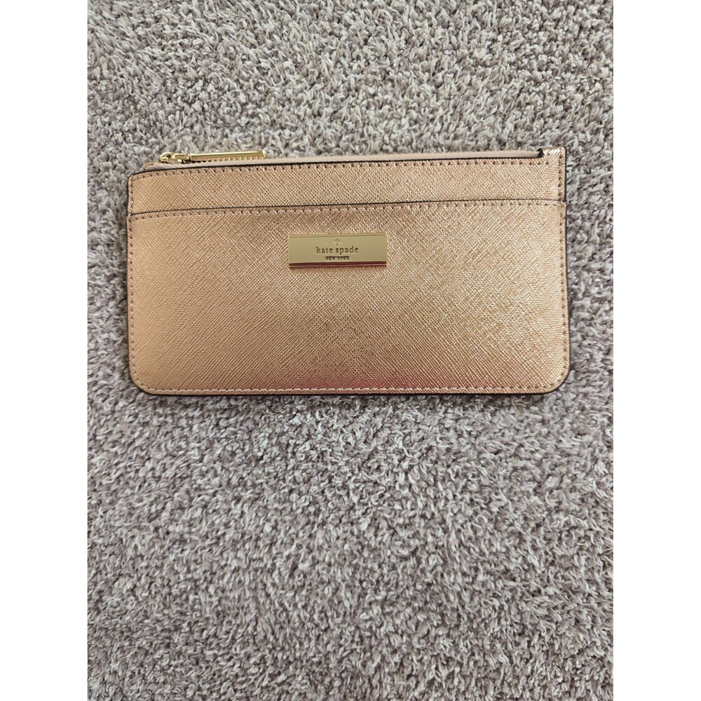 Rose Gold Metallic Kate Spade Skinny Wallet